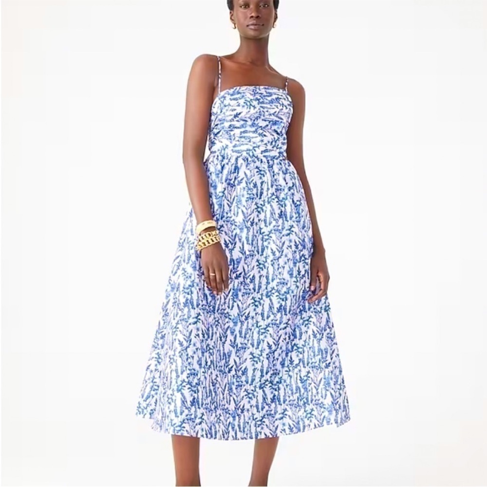 J Crew Collection Taffeta Side Cutout Midi Dress Meadow Print Size 14 NEW